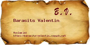 Barasits Valentin névjegykártya